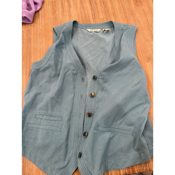 Orvis Jackets & Blazers - VINTAGE ORVIS DENIM BUTTON DOWN VEST TEAL COLOR SIZE MEDIUM